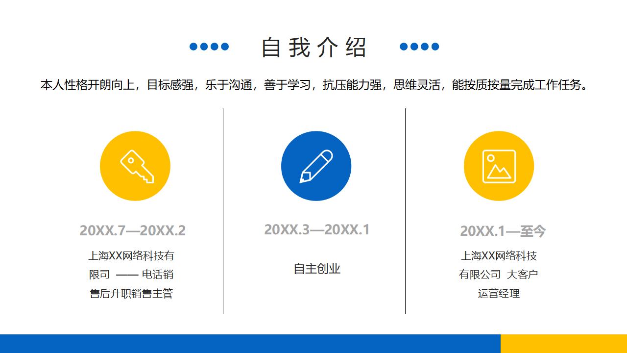 蓝黄岗位竞聘演讲稿PPT模板