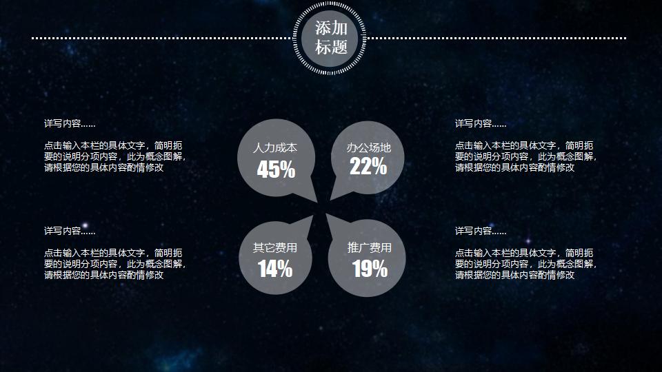 蓝色星空背景的精美动态工作总结PPT模板