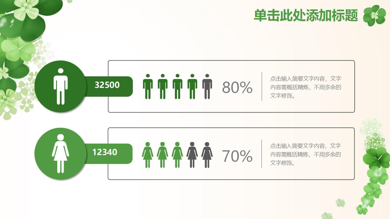 清新幸运草四叶草PPT模板