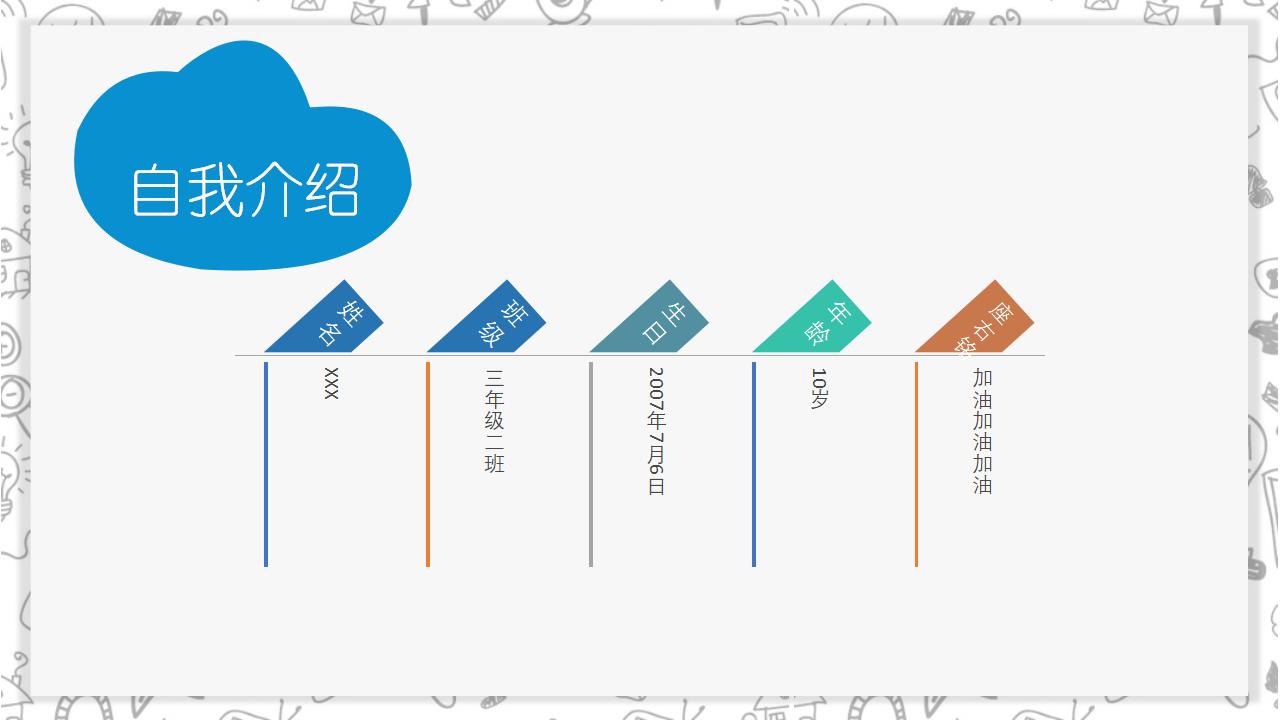 创意涂鸦简约小学生竞选自我介绍PPT模板