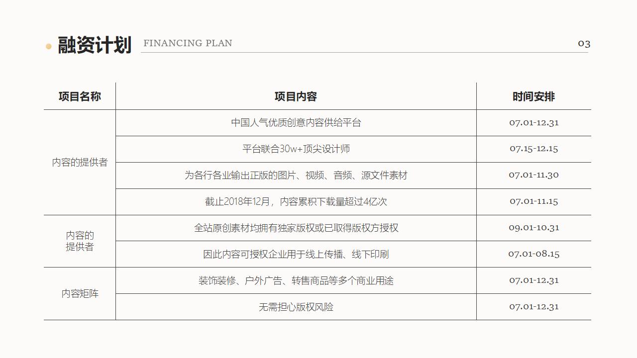 大气黑金商业融资计划书PPT模板