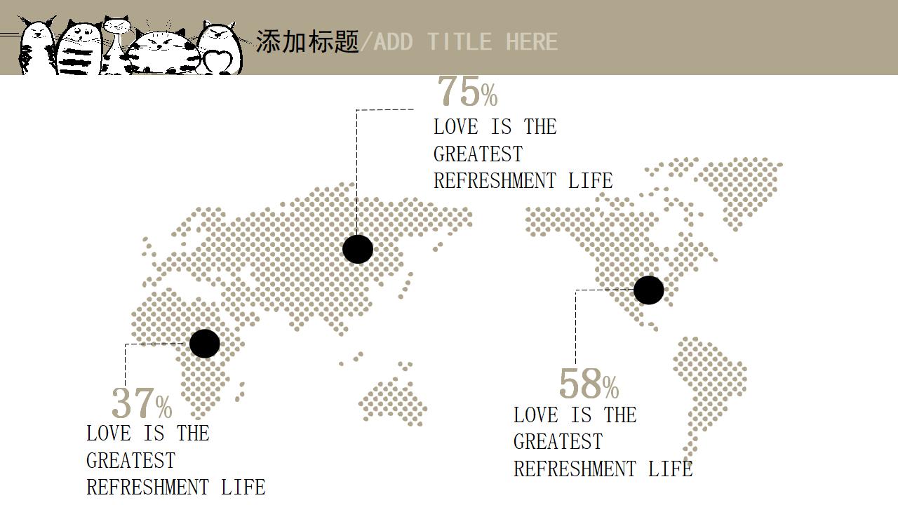 可爱猫咪小猫喵星人PPT模板