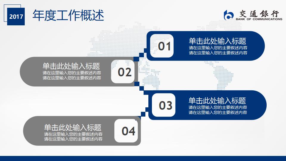 交通银行工作总结汇报PPT模板