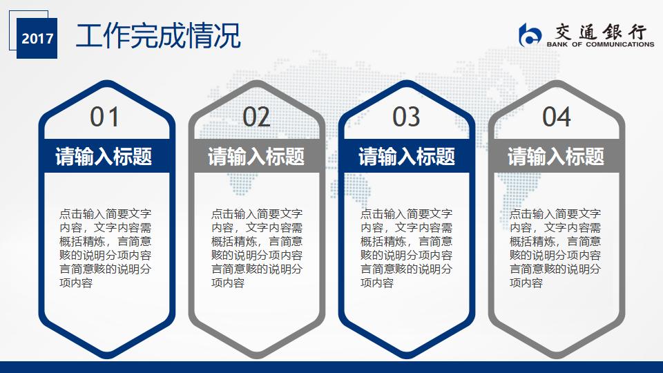 交通银行工作总结汇报PPT模板