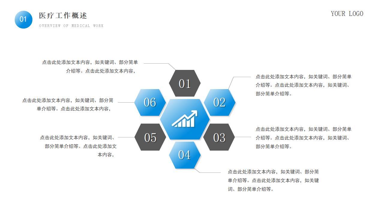 蓝白简约医疗工作总结汇报PPT模板