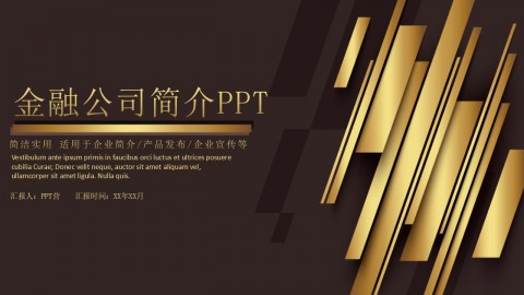 金色系列主题金融公司简介产品介绍PPT